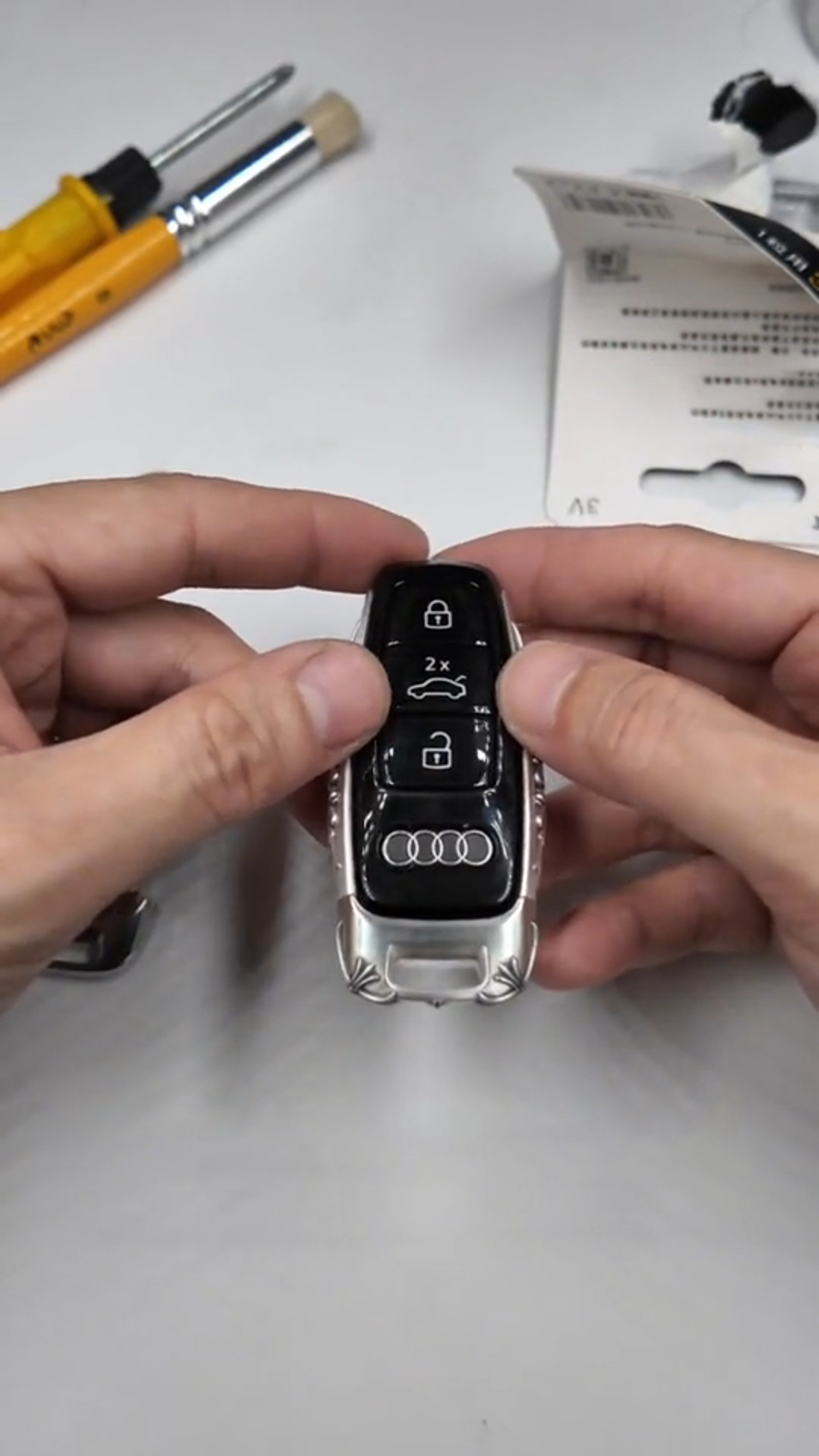 Custom 925 Sterling Silver Audi Key Shell – Full Replacement, Hand-Engraved