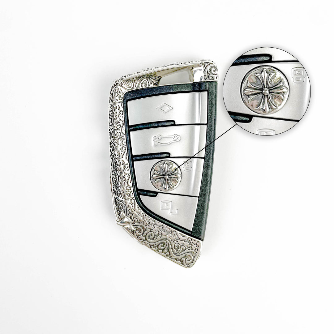 Custom 925 Sterling Silver BMW Key Shell – Full Replacement with Handcrafted Chrome Hearts Style Sprayer Studio