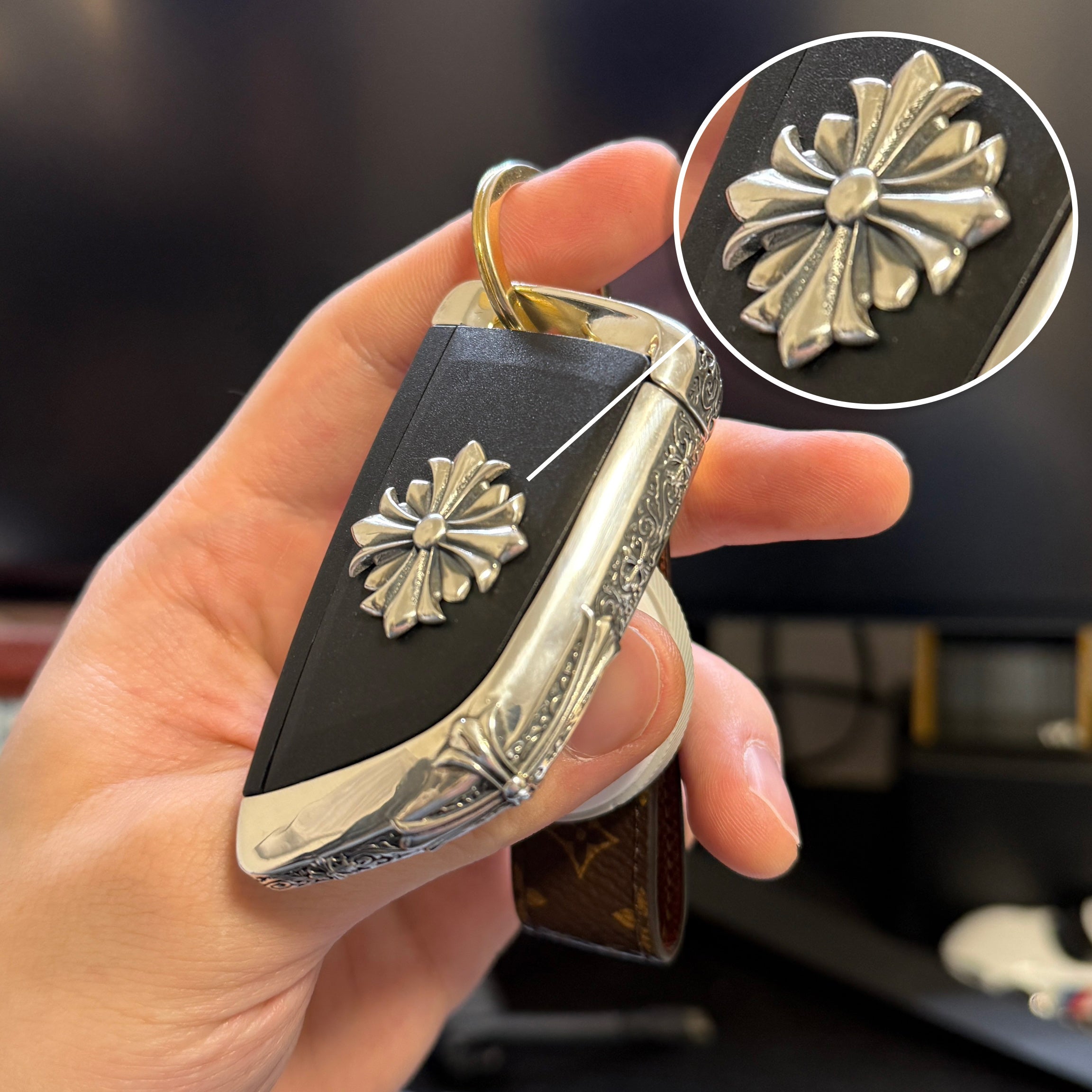 Custom 925 Sterling Silver BMW Key Shell – Full Replacement with Handcrafted Chrome Hearts Style Sprayer Studio