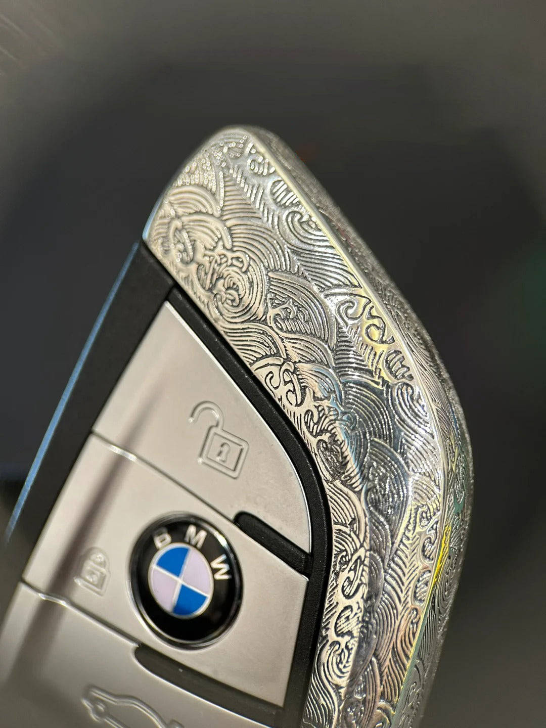 Custom 925 Sterling Silver BMW Key Shell – Full Replacement with Handcrafted Chrome Hearts Style Sprayer Studio