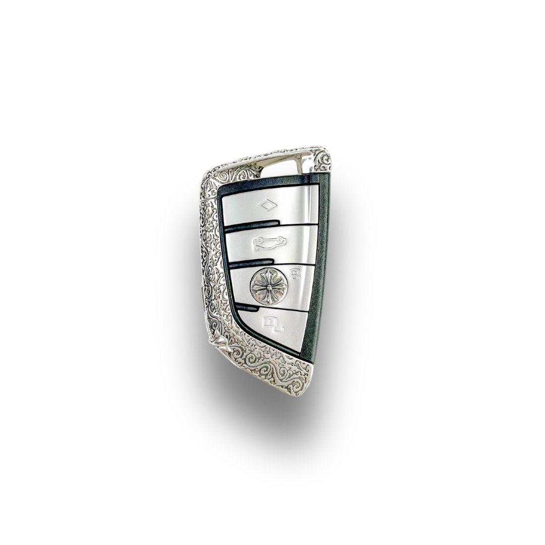 Custom 925 Sterling Silver BMW Key Shell – Full Replacement with Handcrafted Chrome Hearts Style Sprayer Studio