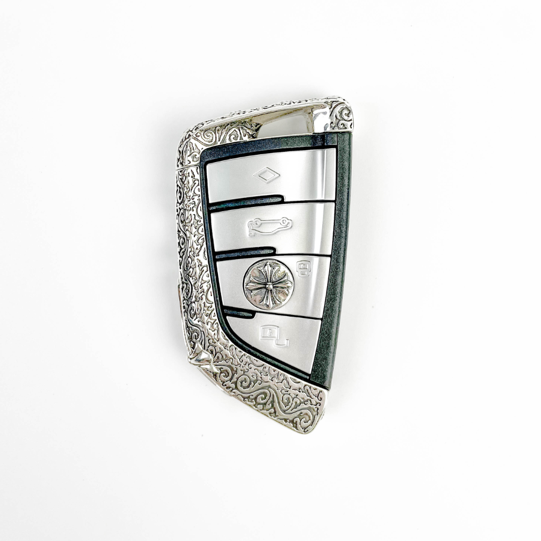 Custom 925 Sterling Silver BMW Key Shell – Full Replacement with Handcrafted Chrome Hearts Style Sprayer Studio