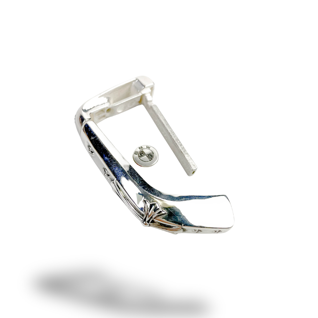 Custom 925 Sterling Silver BMW Key Shell – Full Replacement with Handcrafted Chrome Hearts Style Sprayer Studio