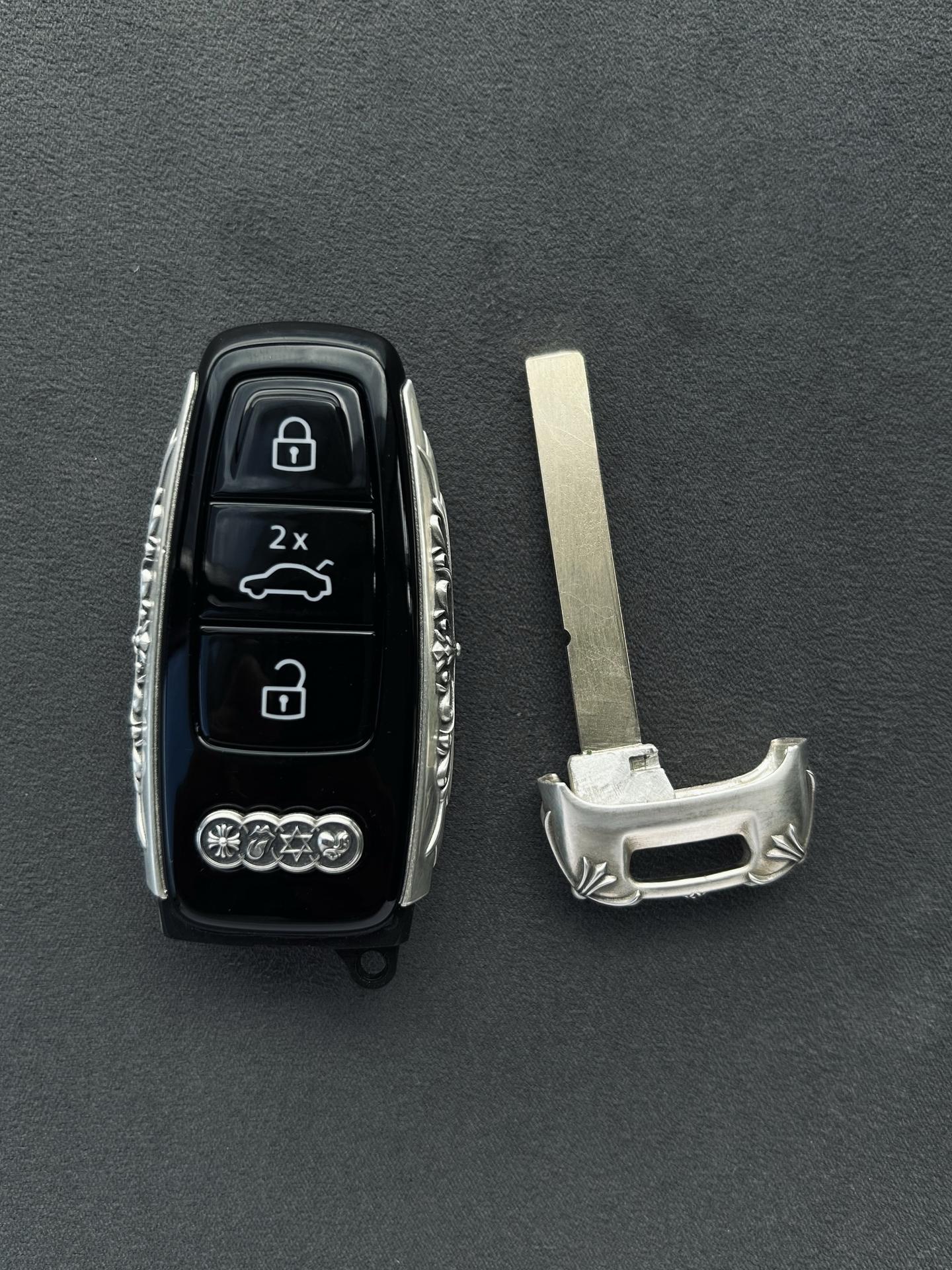 Custom 925 Sterling Silver Audi Key Shell – Full Replacement, Hand-Engraved Sprayer Studio
