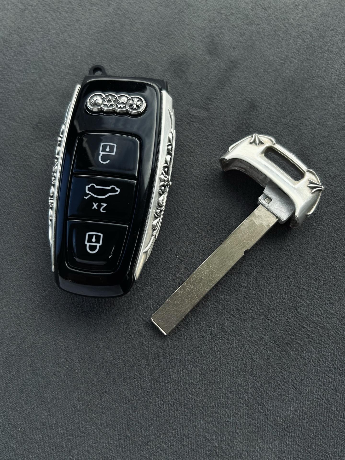 Custom 925 Sterling Silver Audi Key Shell – Full Replacement, Hand-Engraved Sprayer Studio
