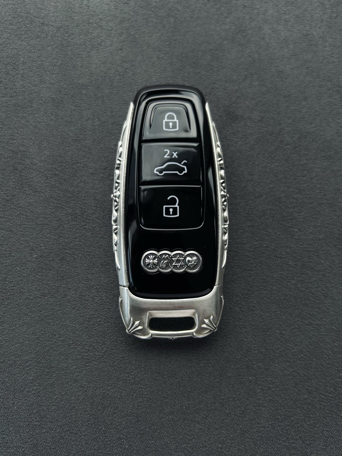 Custom 925 Sterling Silver Audi Key Shell – Full Replacement, Hand-Engraved Sprayer Studio