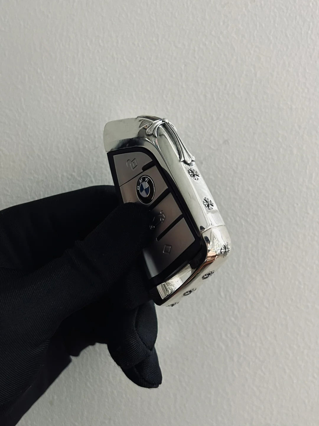 Custom 925 Sterling Silver BMW Key Shell – Full Replacement with Handcrafted Chrome Hearts Style Sprayer Studio