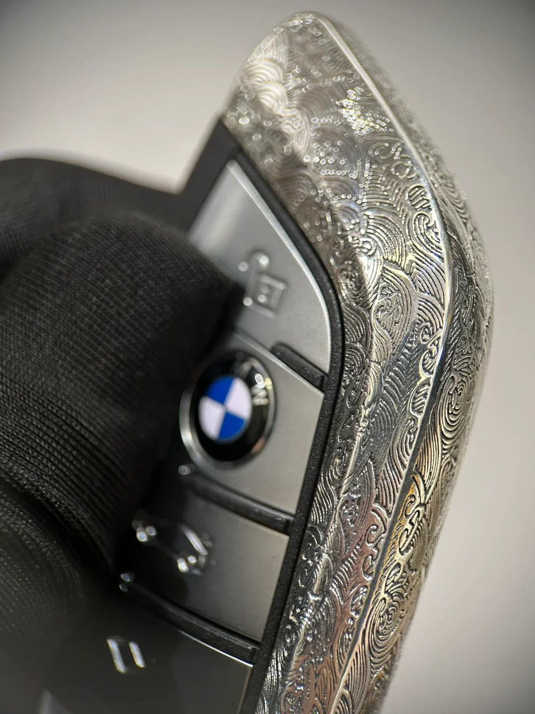 Custom 925 Sterling Silver BMW Key Shell – Full Replacement with Handcrafted Chrome Hearts Style Sprayer Studio