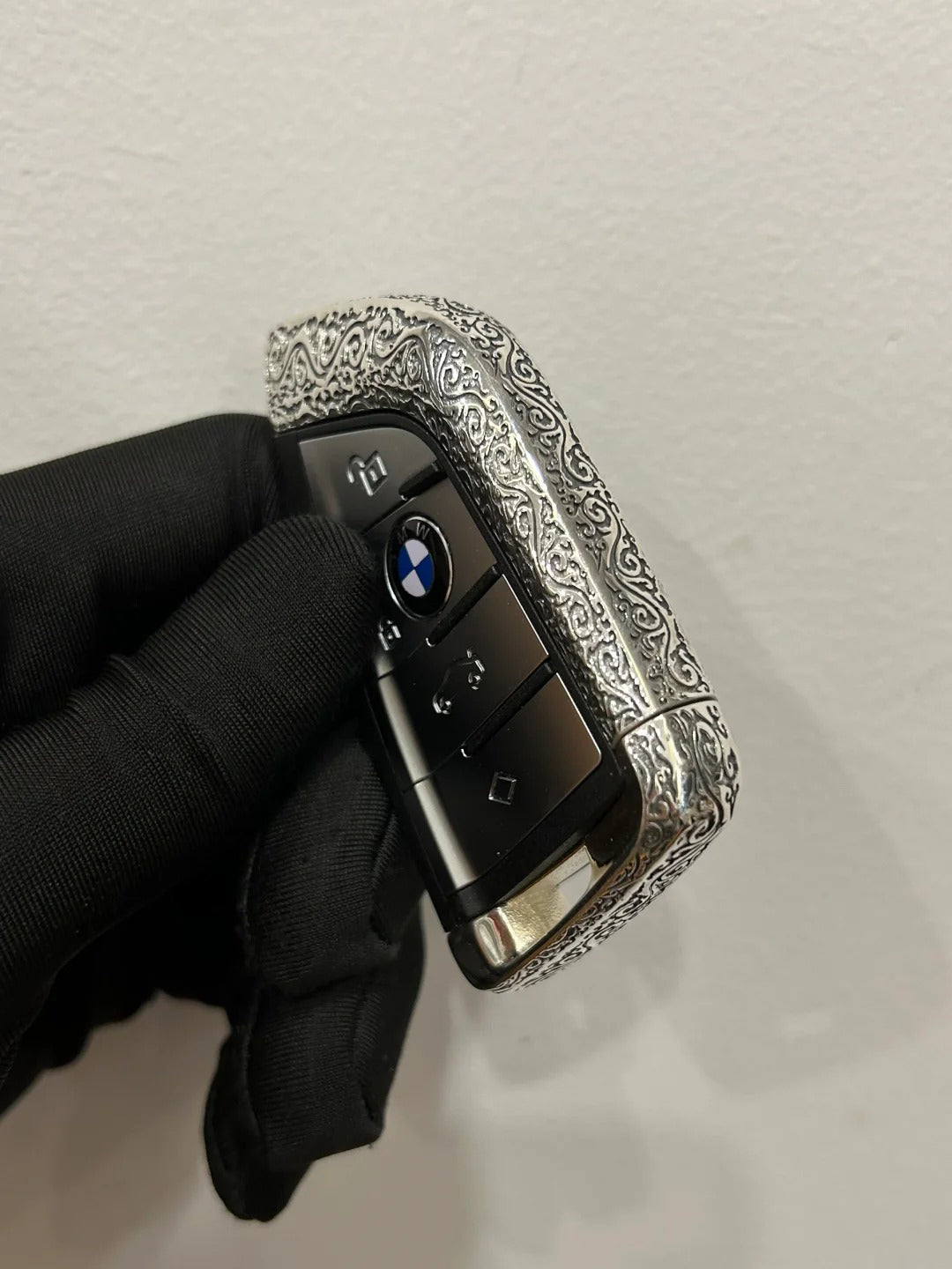 Custom 925 Sterling Silver BMW Key Shell – Full Replacement with Handcrafted Chrome Hearts Style Sprayer Studio